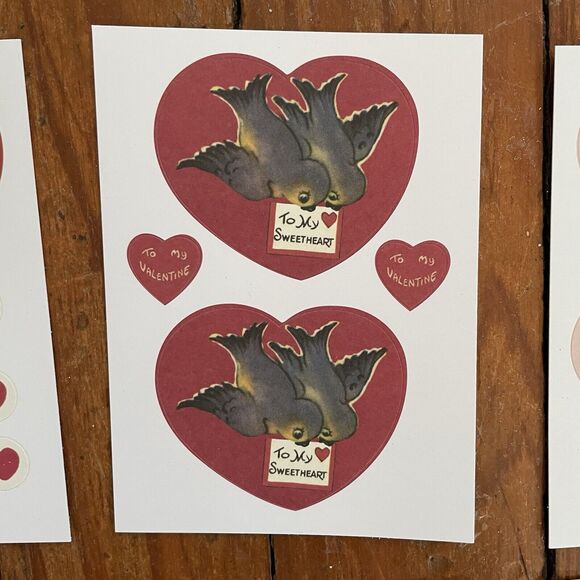 Cavallini Co. Valentine’s Mailing Set Cards Stickers Rubber Stamp Cute Nostalgic - Picture 11 of 13